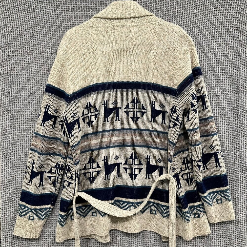Vtg 70s 80s Dimension By Milford Southwest Llama Aztec Cardigan Sweater Lrg USA - Picture 9 of 13